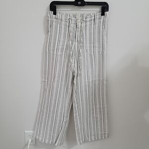 Just Living Pants Womens Small Striped Linen And Cotton Drawstring Lagenloook